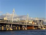 Hungerford bridge at sunset in London, England, UK