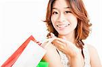 happy asian woman with shopping bag