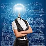 Idea concept, lamp head business woman have got an idea