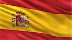 Flag of Spain waving in the wind with highly detailed fabric texture