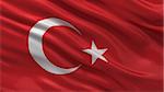 Flag of Turkey waving in the wind with highly detailed fabric texture