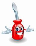 An illustration of a cartoon red slotted screwdriver man mascot