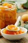 apricot, peach jam with pieces of fruit