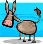 cartoon doodle illustration of cute farm donkey