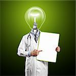 Lamp Head Doctor man with empty board against different backgrounds