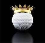 gold grown golf ball on black background