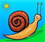 cartoon illustration of cute snail with shell