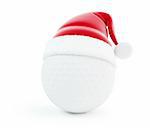 santa hat golf ball isolated on a white background