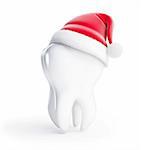 tooth santa hat isolated on a white background