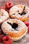 Raspberry cookies with fresh fruits