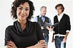 Businesswoman smiling in office