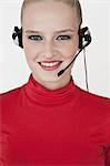 Businesswoman wearing headset