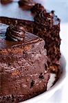 Chocolate cake, sliced (close-up)