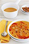 Red lentil soup with croutons