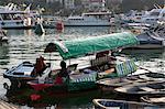 Fishing boats and yachts anchoring at Sai Kung, Hong Kong