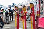 Incense offerings at Pak Tai temple celebrating the Bun Festival, Cheung Chau, Hong Kong