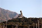 Vue du Bouddha géant du village de Ngong Ping 360, Ngong Ping, l'île de Lantau, Hong Kong
