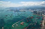 Balayage panoramique du port de l'ouest de Sky100, 393 mètres au-dessus du niveau de la mer, Hong Kong