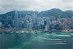 Panoramic sweep of Central  to West Point skyline from Sky100, 393 meters above sea level, Hong Kong