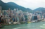 Balayage panoramique du port de Victoria de Hong Kong ouest de Sky100, 393 mètres au-dessus du niveau de la mer, Hong Kong