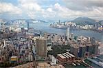 Panoramic sweep of Hong Kong cityscape from Sky100, 393 meters above sea level, Hong Kong