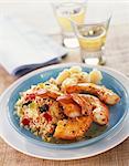 Pan-fried gambas with tabbouleh