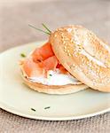 Bagel with cream cheese and smoked salmon