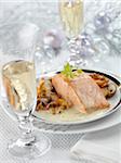 Thick piece of salmon with Champagne sabayon