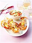 Shrimp brochettes with garlic and lemon,tabbouleh