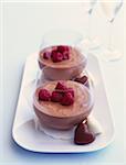 Milk chocolate mousse with raspberries