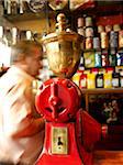 Traditional coffee mill at the Carioca coffee shop