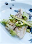 Plaice fillets with green asparagus and romanesco cabbage