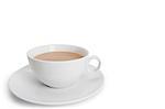 Close-up of teacup over white background