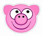 Pink pig badge or icon. Vector