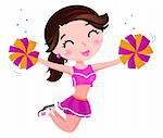 Cute happy cheerleader. Vector Illustration