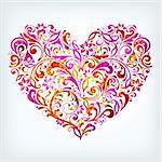 illustration drawing of abstract floral heart