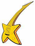 Star shape guitar in cartoon style illustration