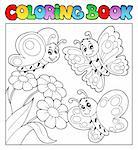 Coloring book with butterflies 3 - vector illustration.