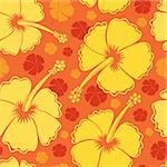Hibiscus seamless background 2 - vector illustration.