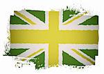 Green and yellow grunge british flag with a twist