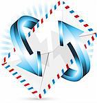 abstract illustration blue arrow around postal envelope