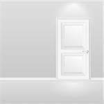 White door in gray wall, vector eps10 illustration