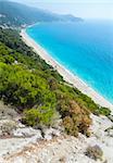 Beautiful summer Lefkada coast beach (Greece, Ionian Sea)  view from up