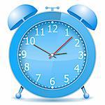 Blue alarm clock, vector eps10 illustration