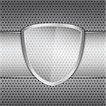 Transparent glass shield on metal background, vector eps10 illustration