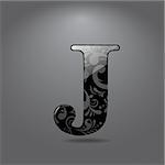 Glossy letter J. Vector illustration