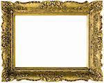 Golden Gilded Picture Frame Isolated with Clipping Path