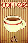 Template menu of coffee - coffee cup on striped background in retro style - vector illustration