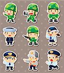 cartoon police and soldier stickers