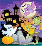 Halloween topic scene 1 - vector illustration.